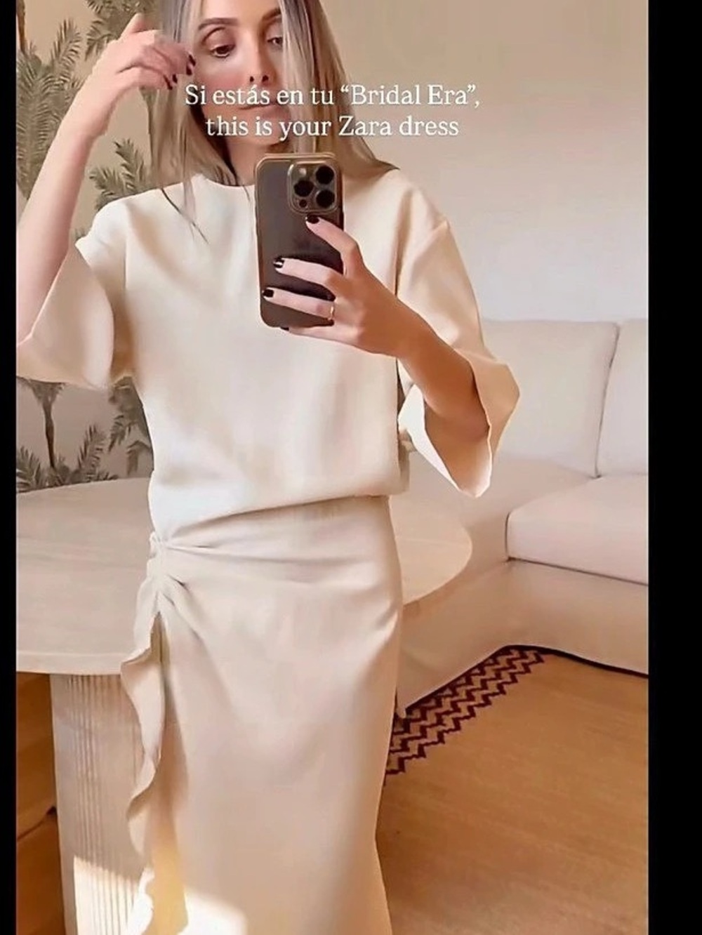 Zara ZW Collection Midi Dress with Ruffles Cream - Picture 5 of 7